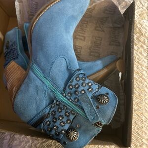 Durango Blue Floral Ankle Boots